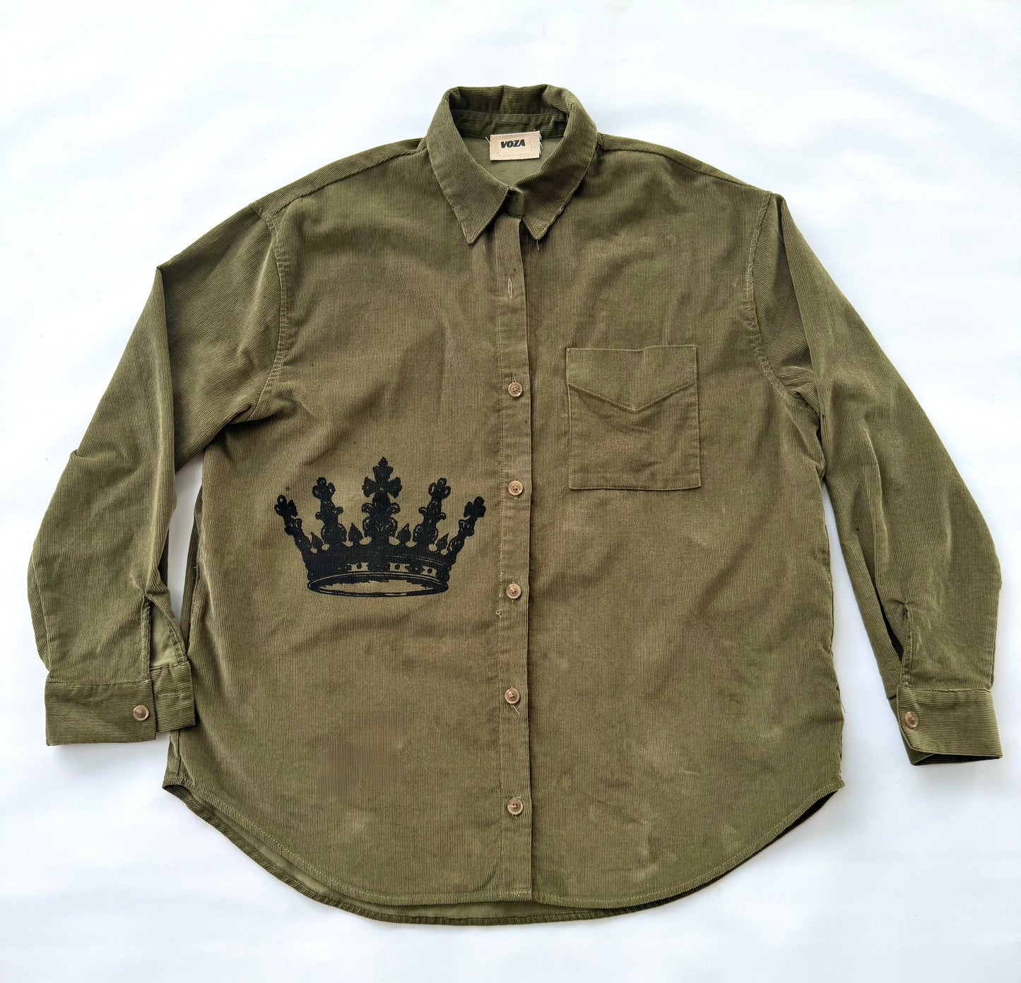 Voza Reworked Corduroy Shirt – “The Crown Collection” (Forest Green, Medium, Unisex)