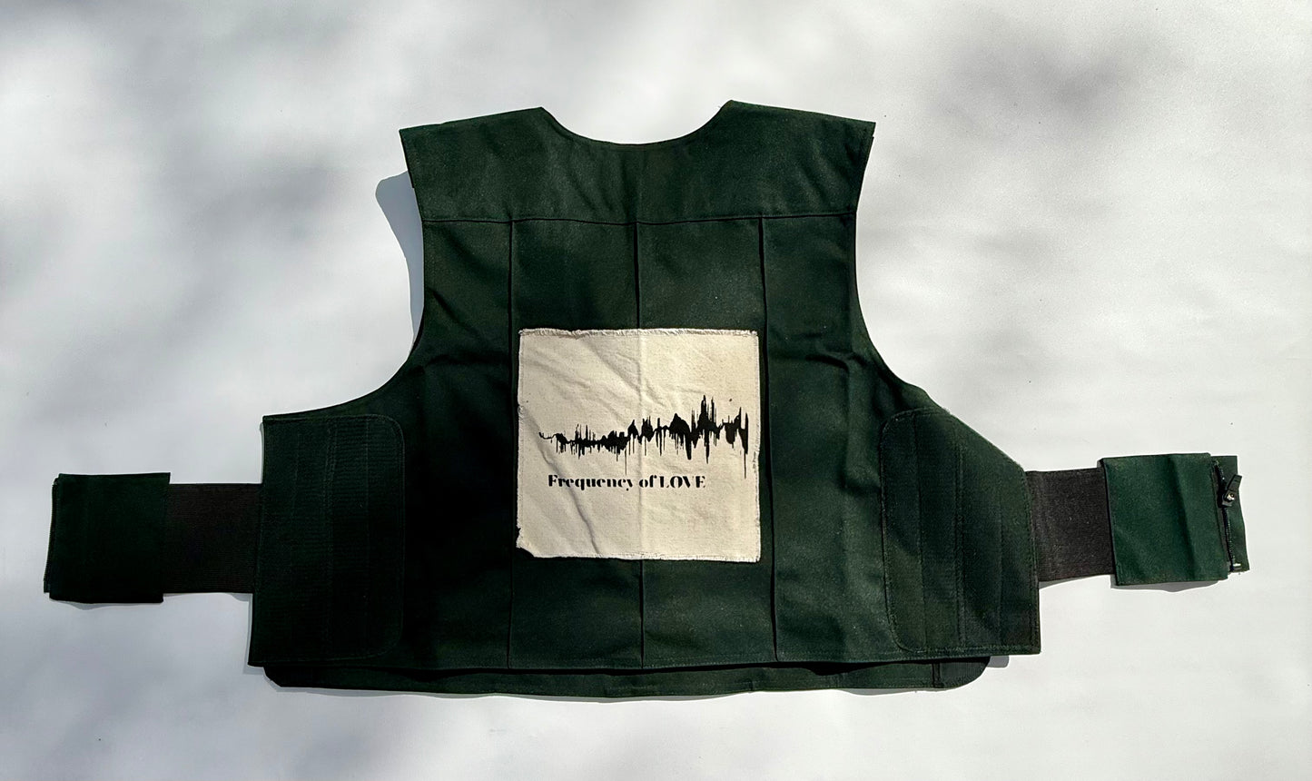 Forest Green Statement Vest – Frequency of Love Collection (Size Large, Reworked)