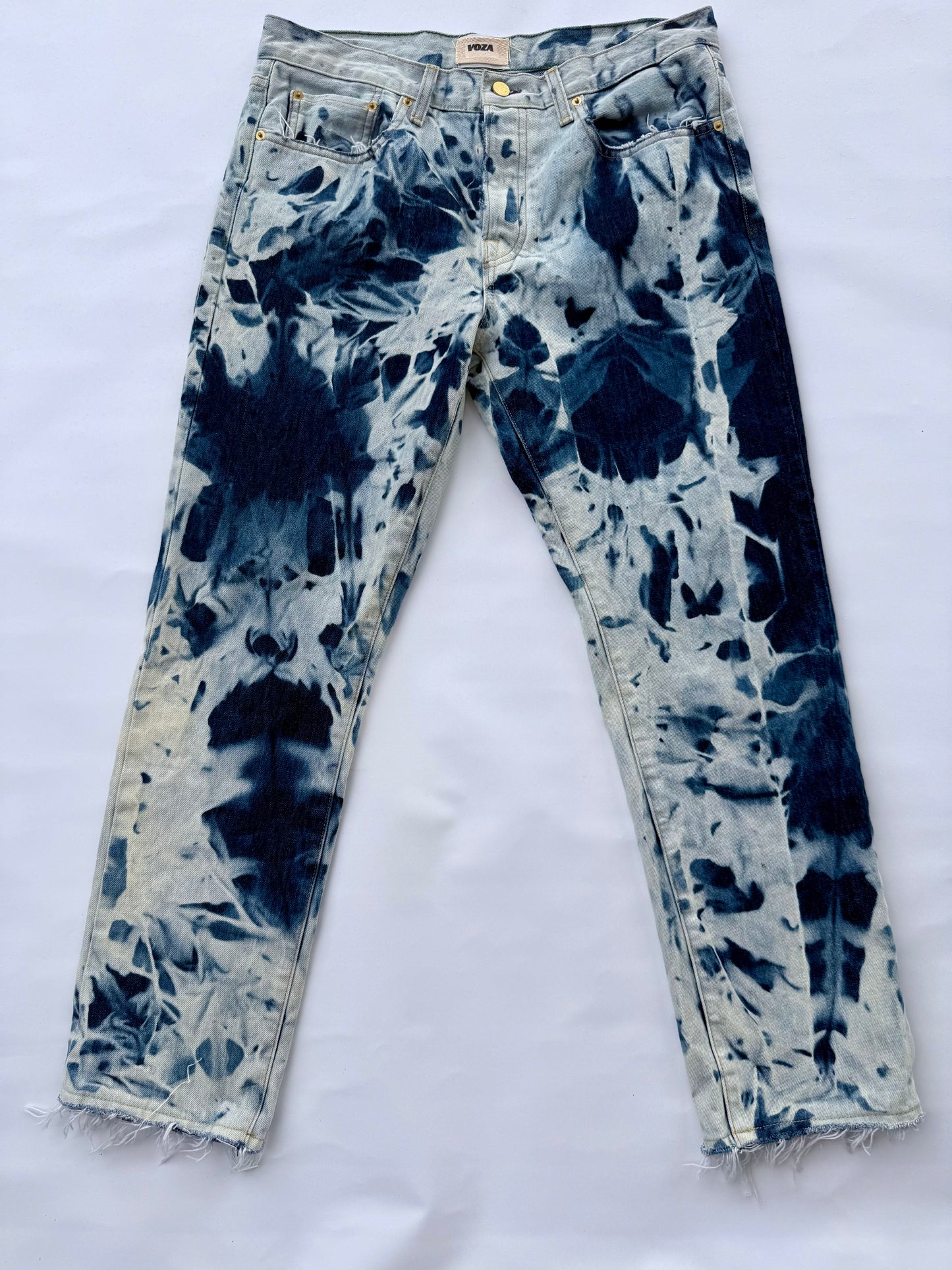 Voza Reworked Bleached & Distressed Jeans – Size 34x32