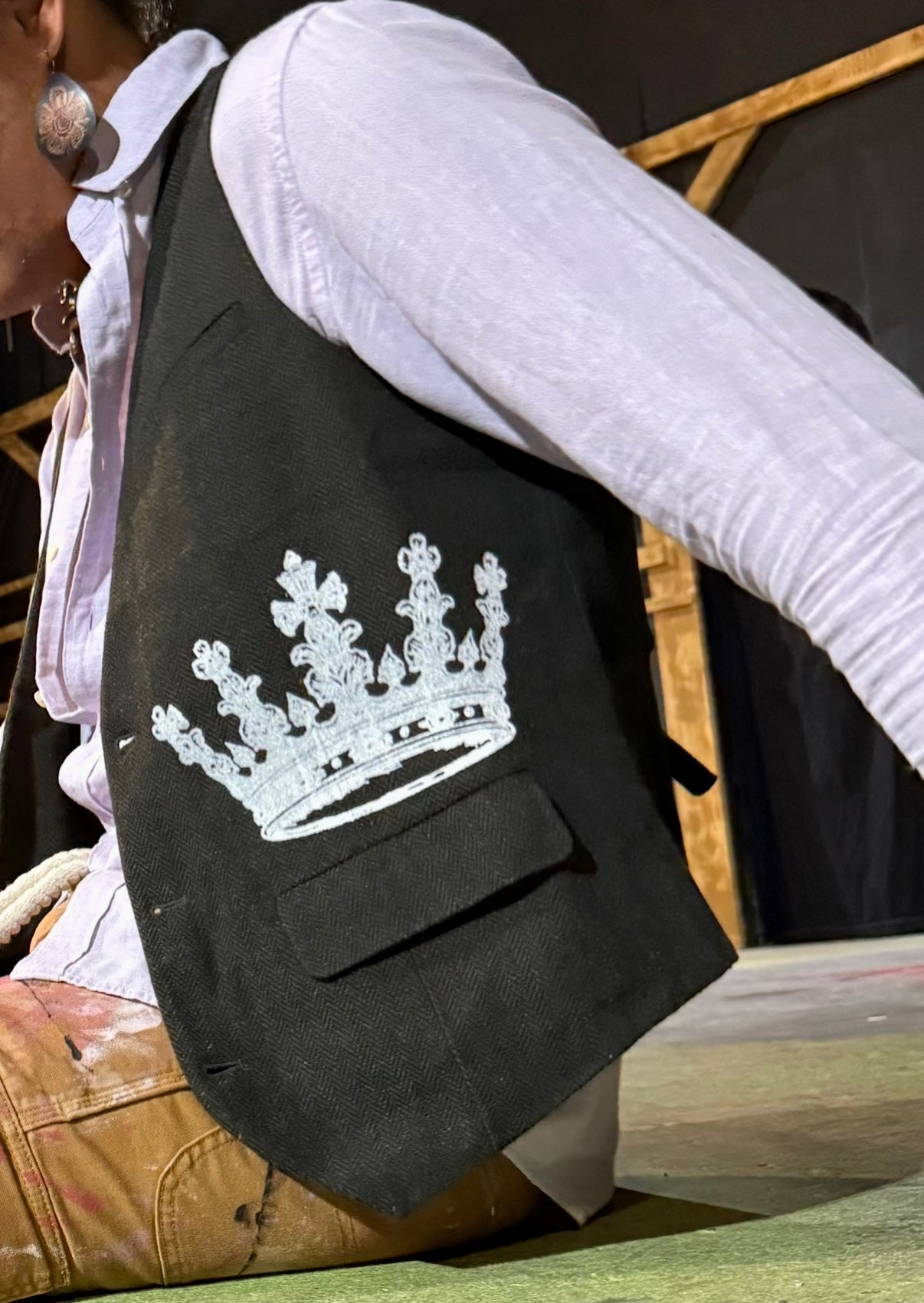 Wool Blend Crown Vest – Crown Collection (Size Large, Satin-Lined)