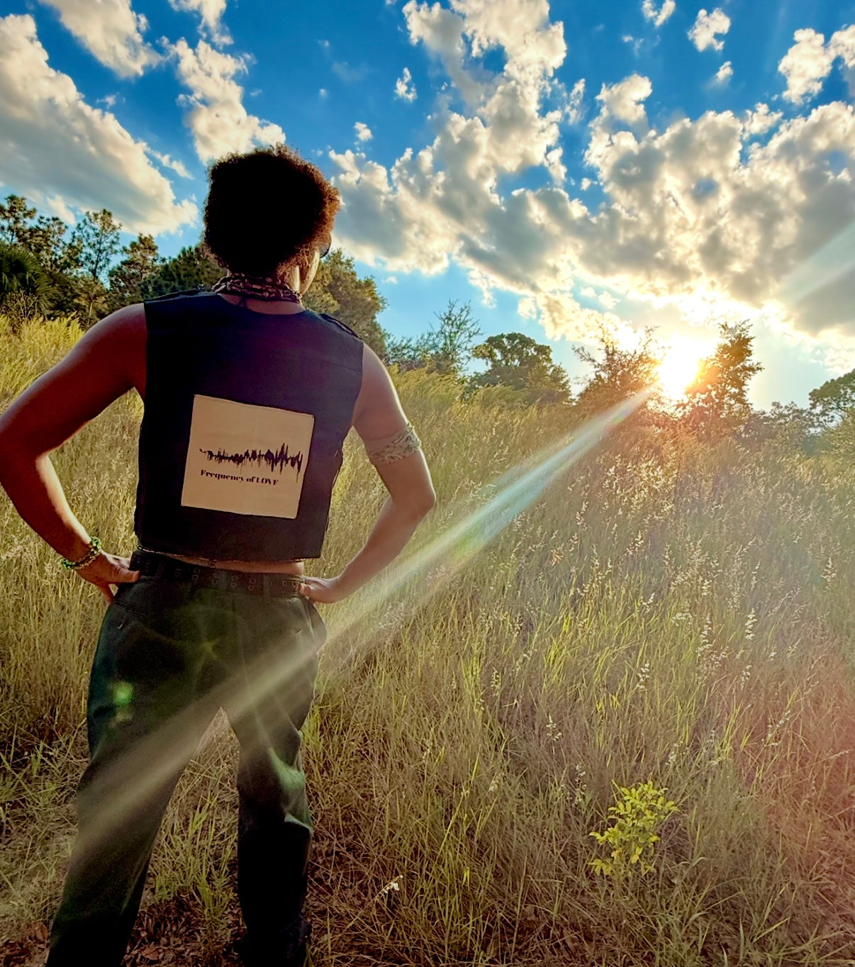 Forest Green Statement Vest – Frequency of Love Collection (Size Large, Reworked)