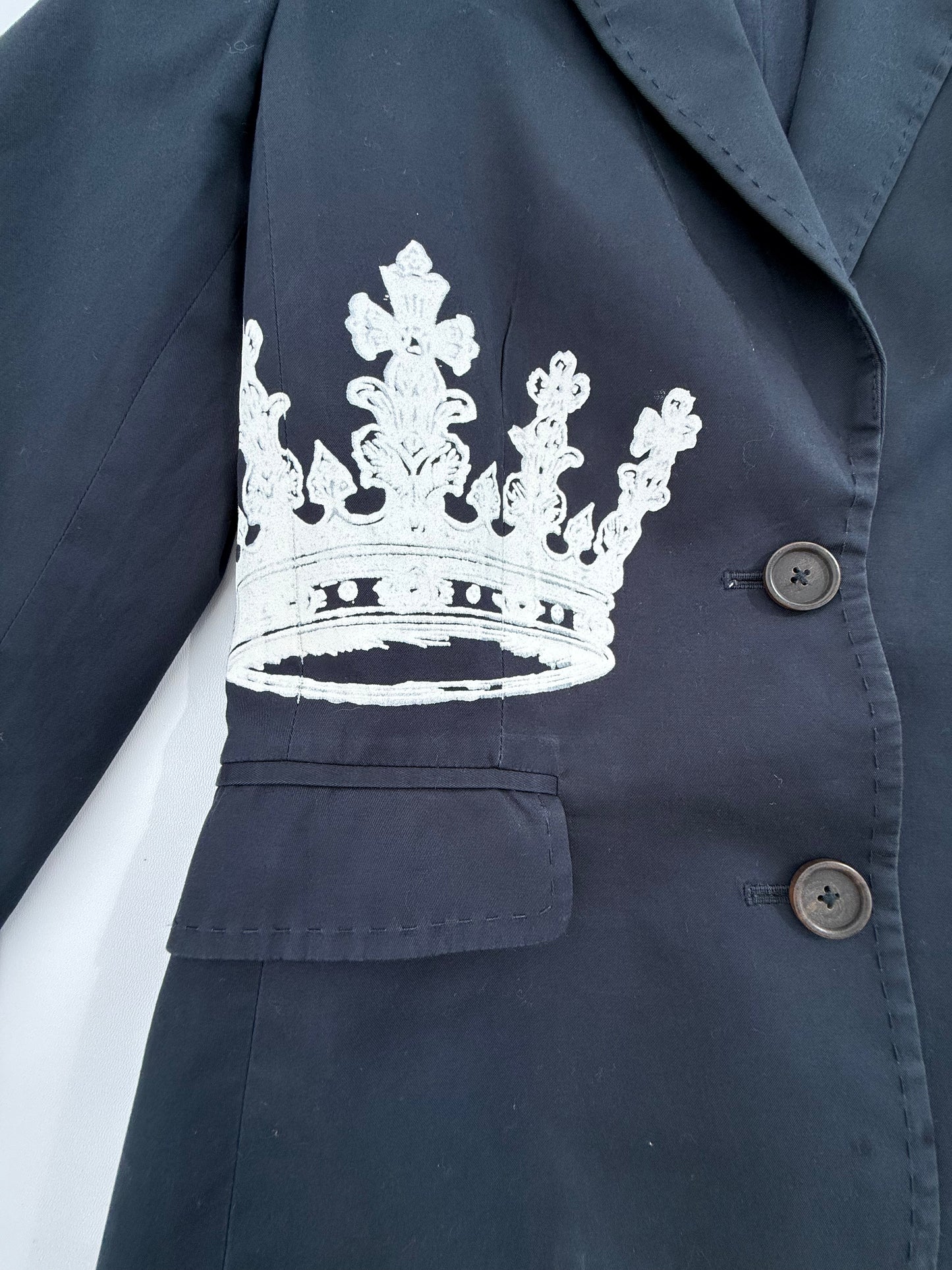 Crown Collection Women’s Navy Blue Cotton Blazer – Size Small