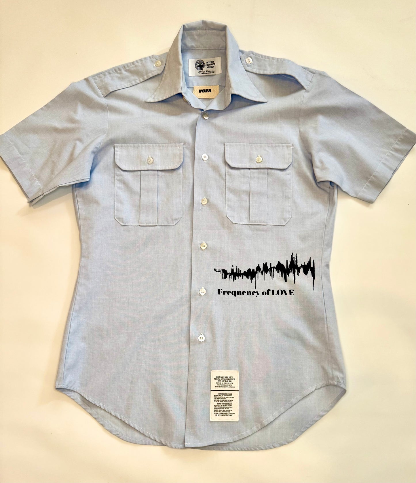 Voza Reworked “Frequency of LOVE” Utility Shirt – Light Blue, Size Medium (Unisex)