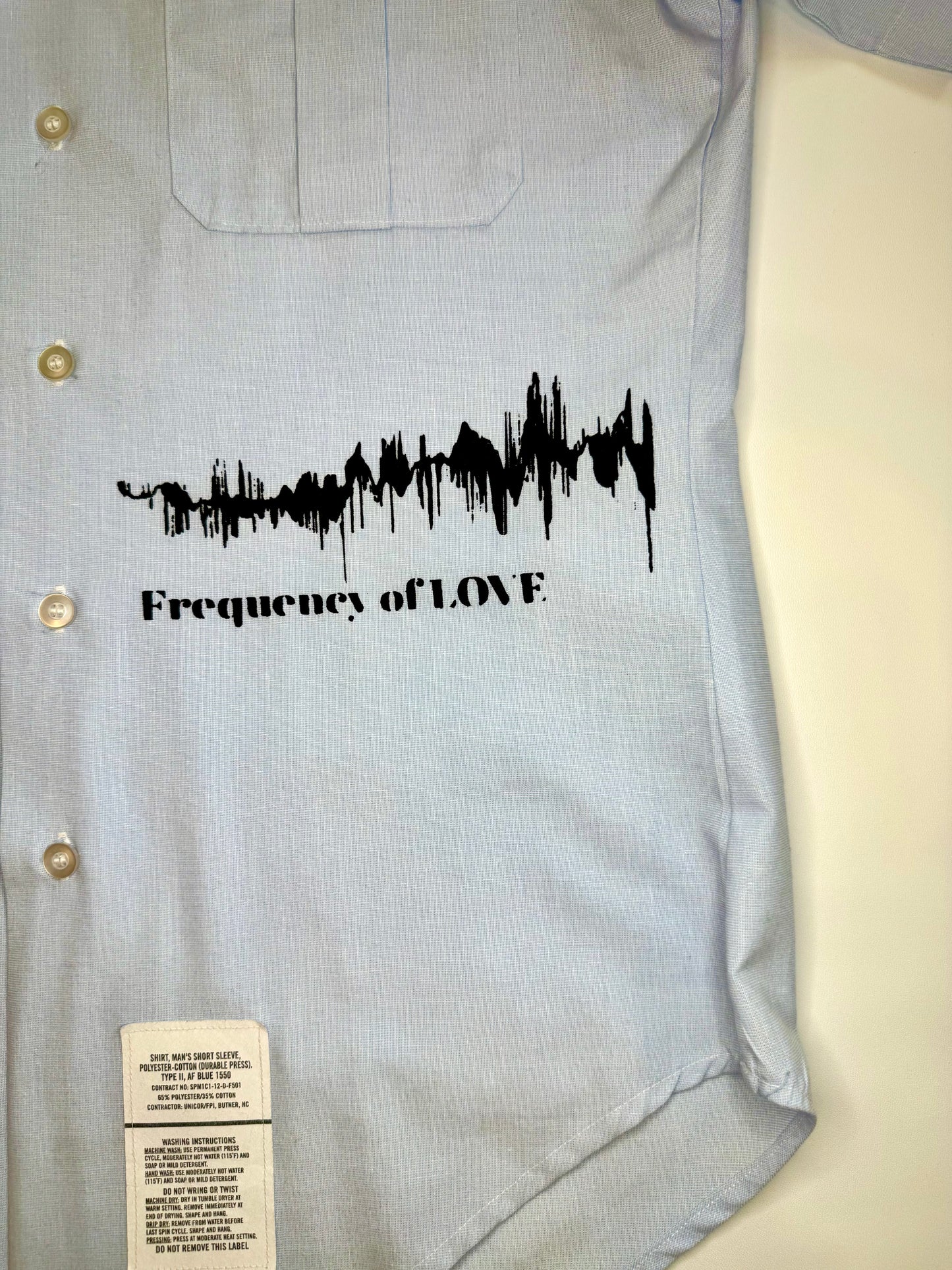 Voza Reworked “Frequency of LOVE” Utility Shirt – Light Blue, Size Medium (Unisex)