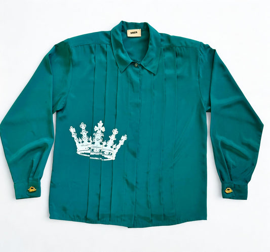 Crown Collection One-of-a-Kind Teal Reworked Dress Shirt – Women’s Medium