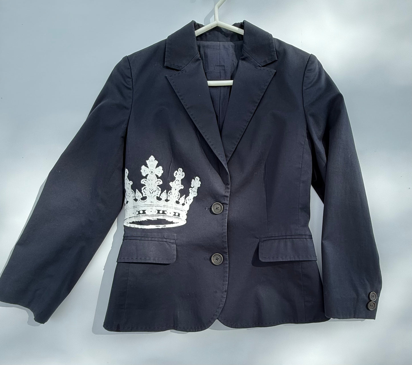 Crown Collection Women’s Navy Blue Cotton Blazer – Size Small