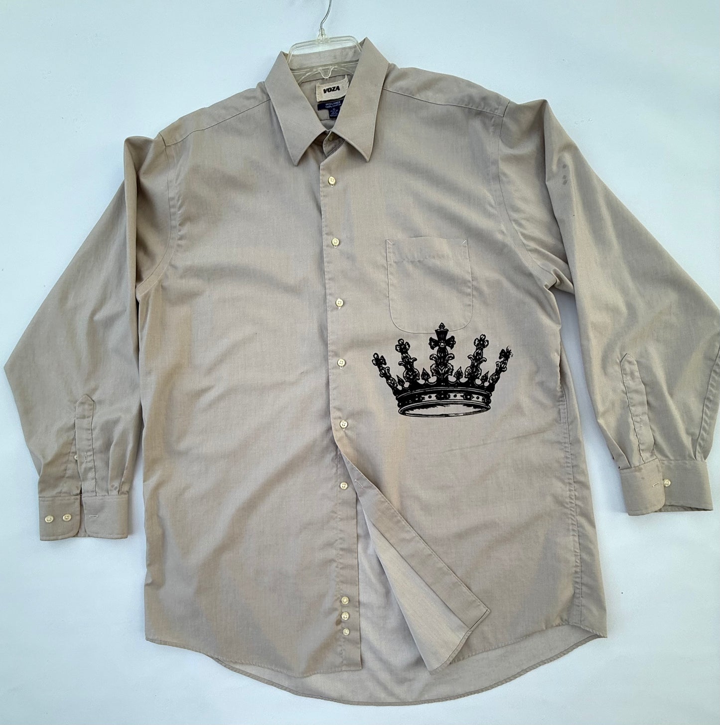 Voza Crown Collection Long Sleeve Button-Down – Beige (XL)