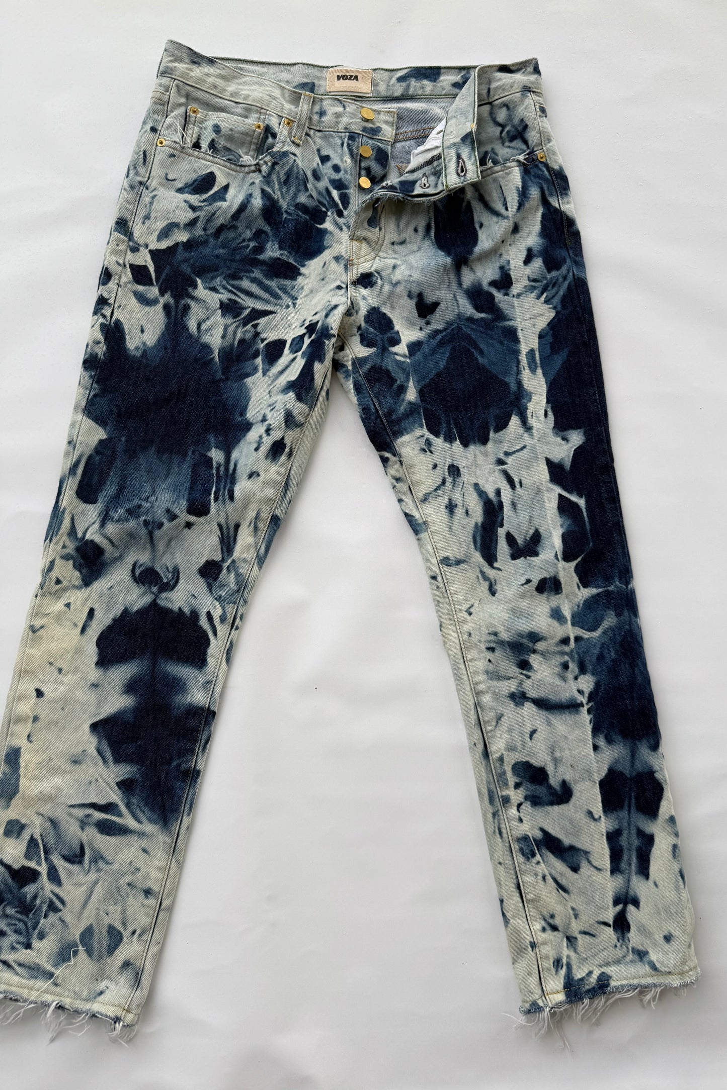 Voza Reworked Bleached & Distressed Jeans – Size 34x32