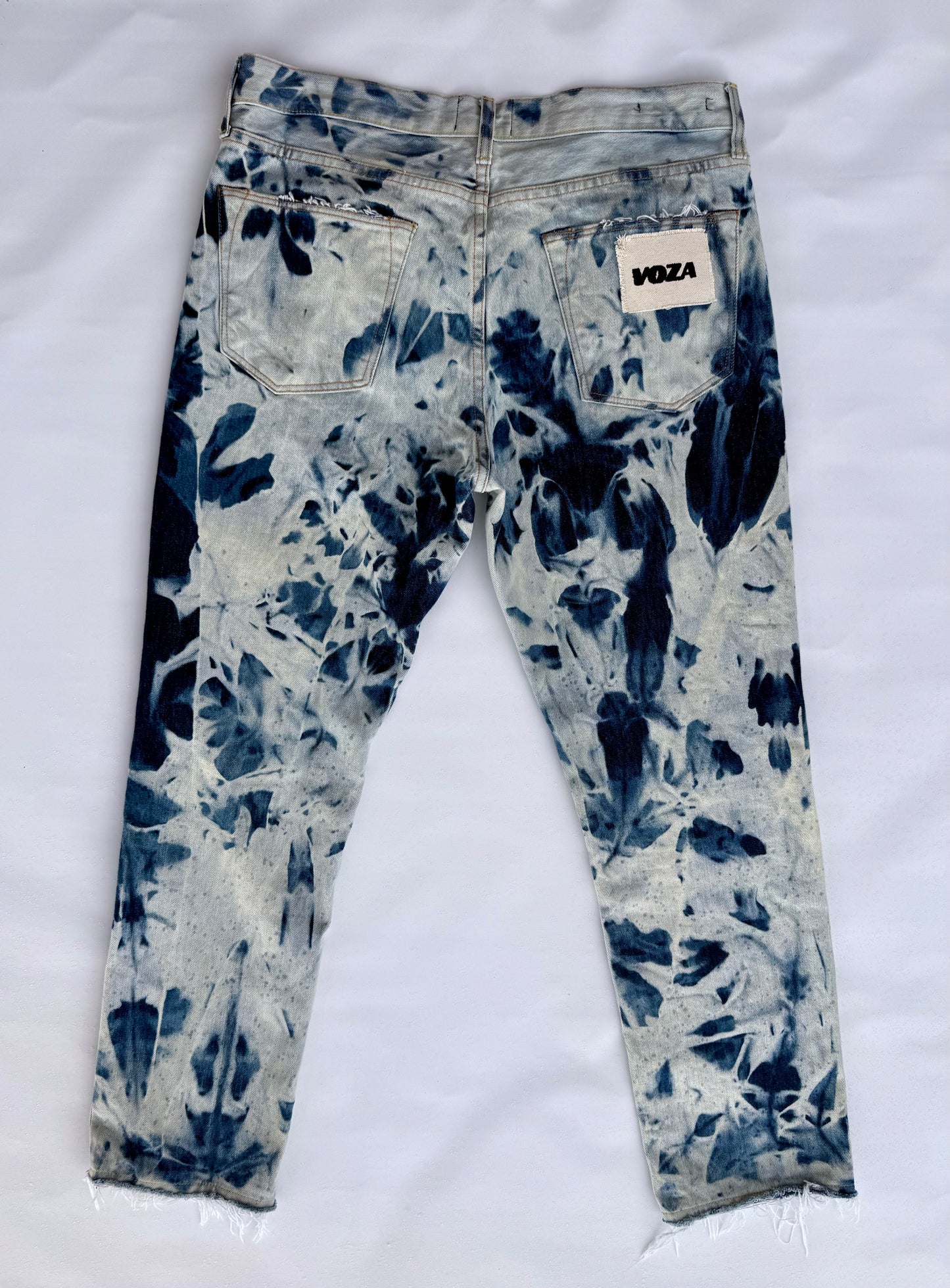 Voza Reworked Bleached & Distressed Jeans – Size 34x32