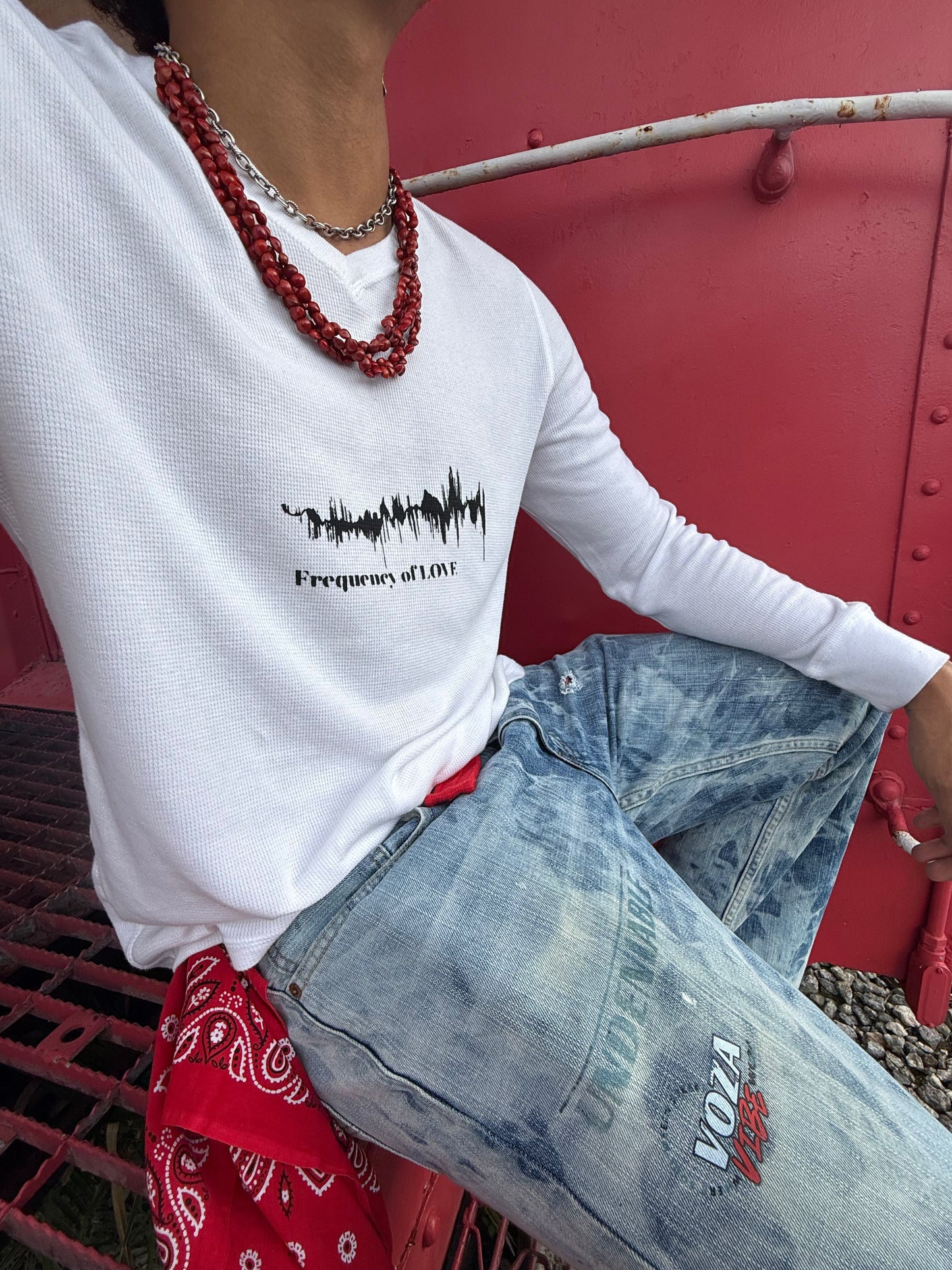 Voza Frequency of Love V-Neck Thermal Long Sleeve – White (L)