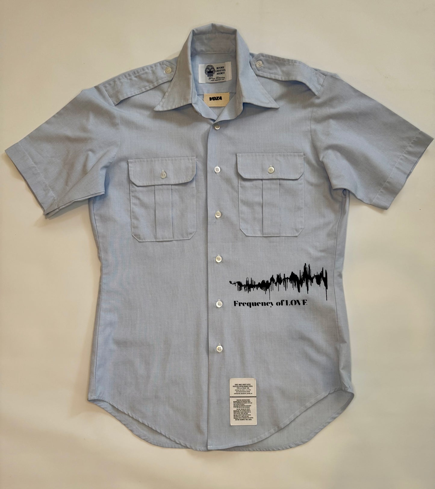 Voza Reworked “Frequency of LOVE” Utility Shirt – Light Blue, Size Medium (Unisex)