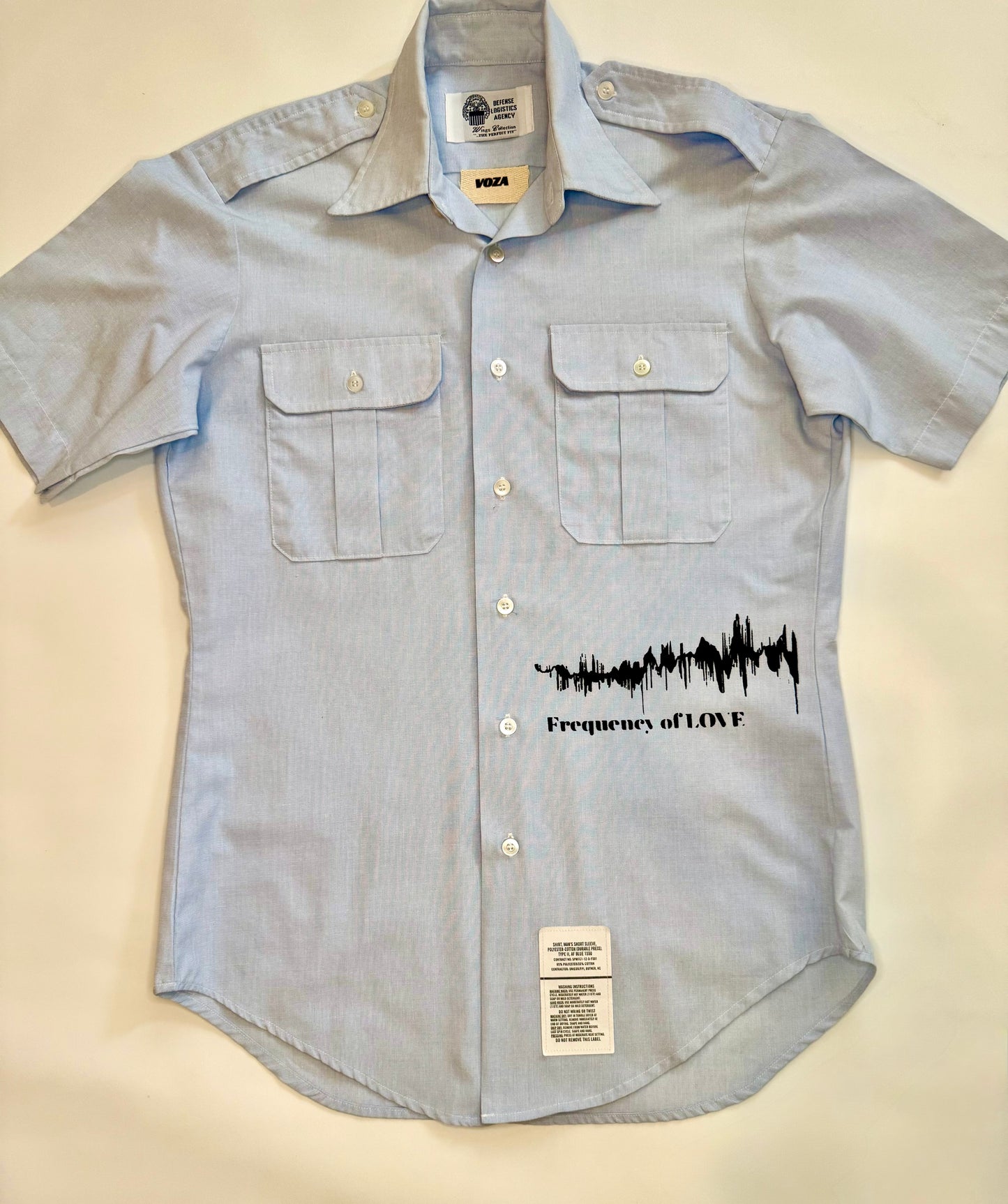 Voza Reworked “Frequency of LOVE” Utility Shirt – Light Blue, Size Medium (Unisex)