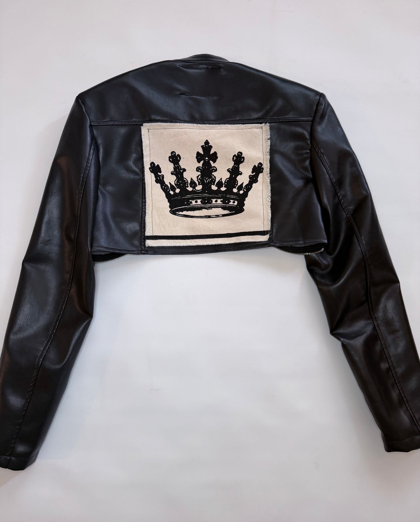 Voza Reworked Cropped Faux Leather Jacket – “The Crown Collection” (Small, Unisex)